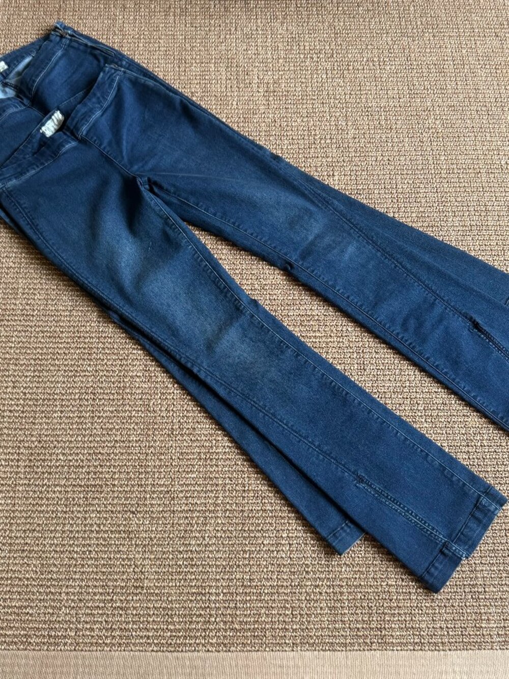 Free People High Waist Split Hem Flare Leg Side Zipper Dark wash denim